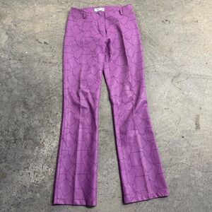 Vintage‎ Y2k Arnaud de Paris Purple Faux Leather Stitched Patterned Flare Pants